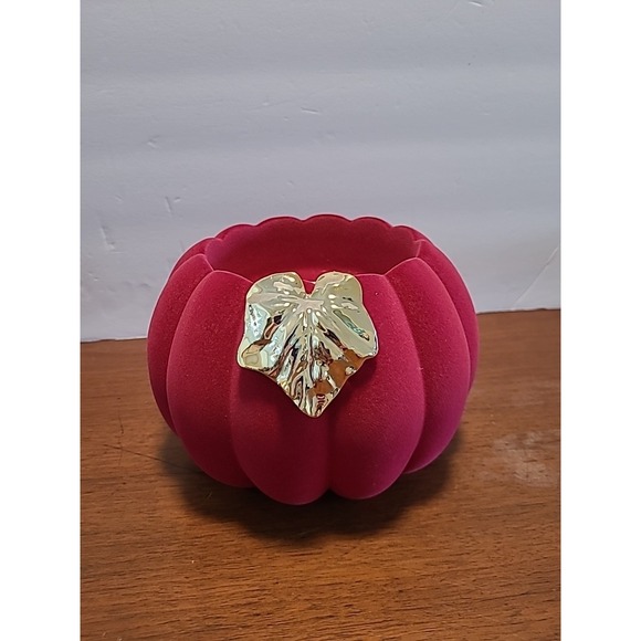 Bath & Body Works Other - BATH & BODY WORKS Red/Maroon Velvet Fall Pumpkin 3 Wick Candle Holder